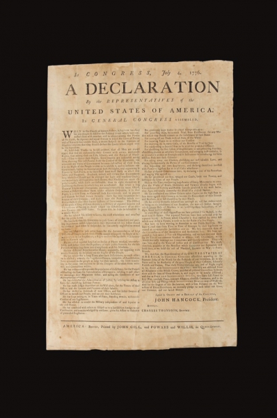 Originální kopie Deklarace nezávislosti USA